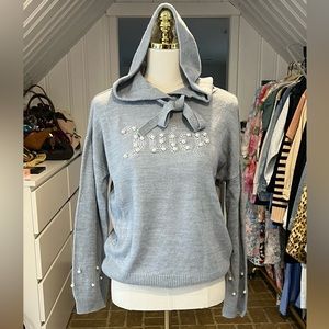Juicy Couture Light Blue Sweater with Pearl Accents
